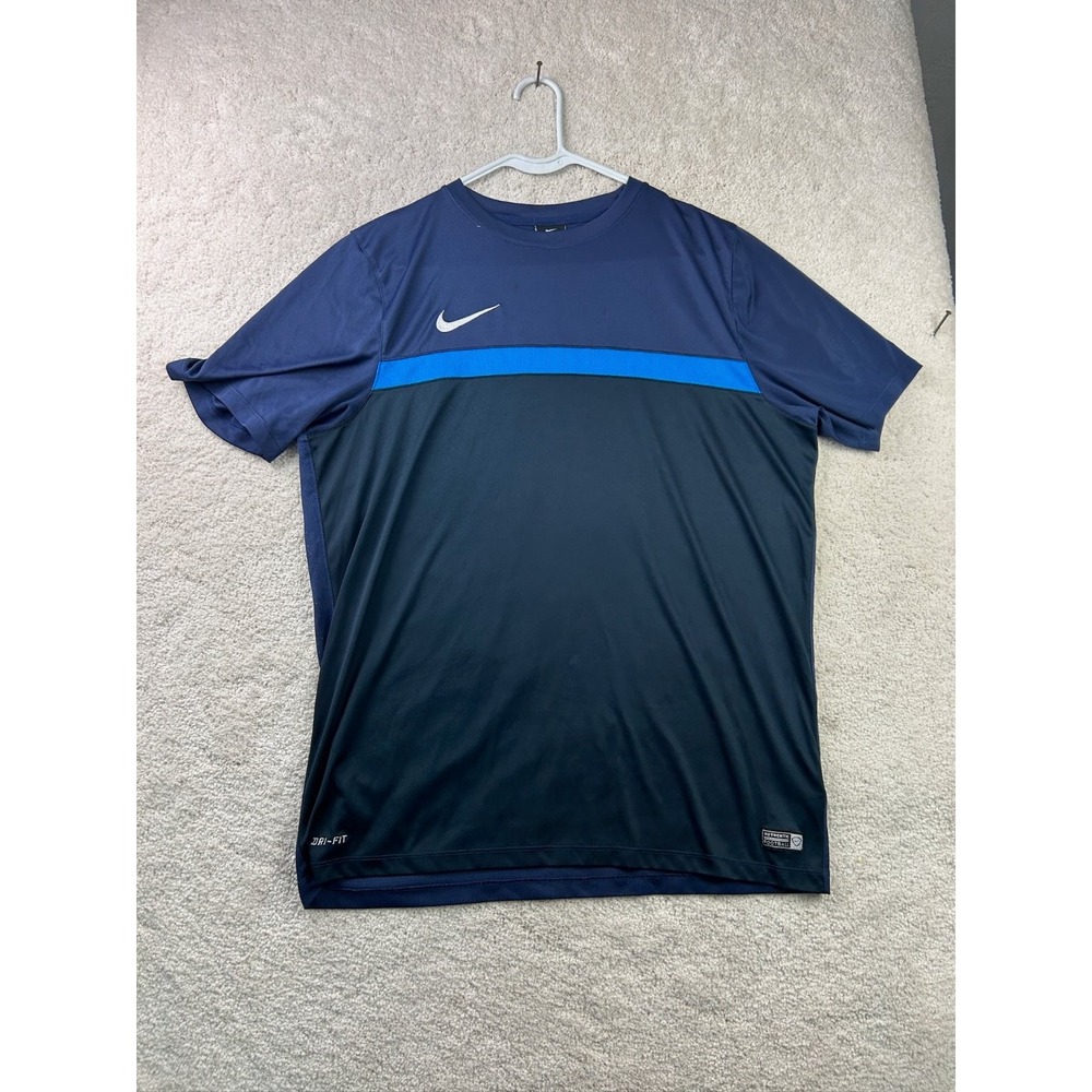 Nike Men's XL Blue Black Dri-Fit Athletic Football T-Shirt